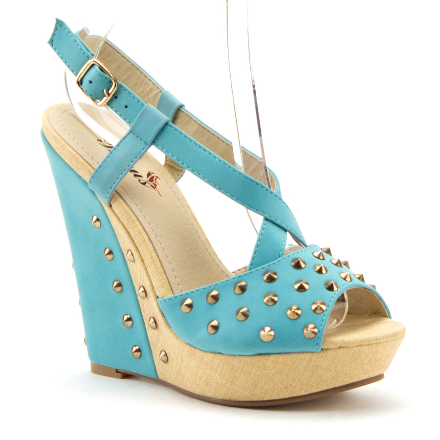 Women's BLW-08 Casual Studded Espadrilles Platform Wedges Strappy Sandals - Jazame, Inc.