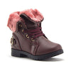 Little Girls Faux Fur Lined Military Style Combat Ankle High Chukka Boots