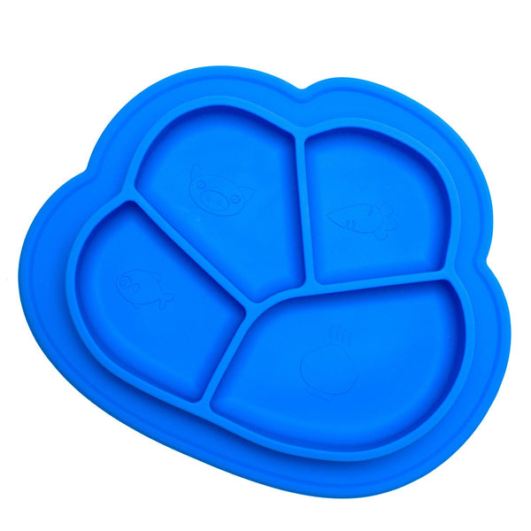 Silicone Non-Slip Suction Sectioned Feeding Paw Shape Plate Place Mat for Children, Kids, Toddlers Great For Baby Shower Gift New Mom Gift