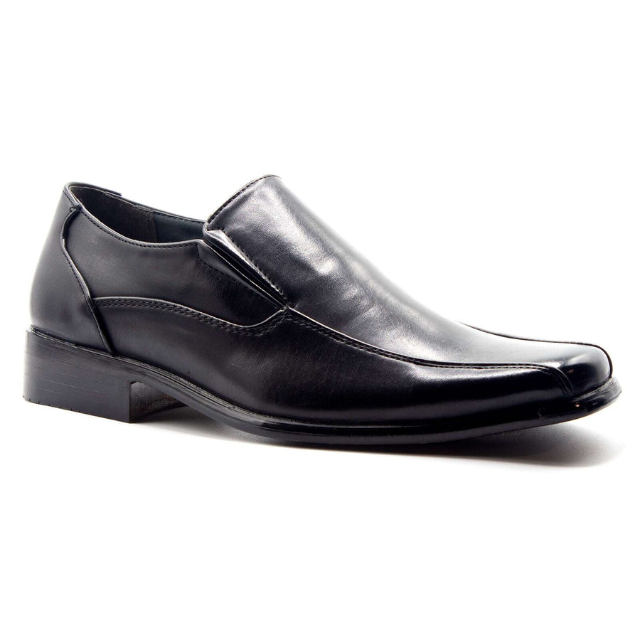 Men's Black Smooth Classic Square Toe Slip On Penny Loafers, Dress Shoes