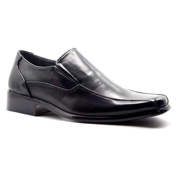 Men's Black Smooth Classic Square Toe Slip On Penny Loafers, Dress Shoes