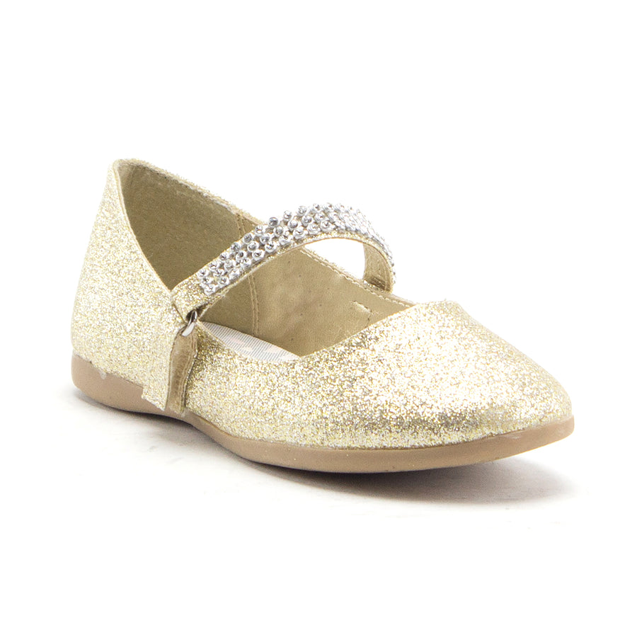 Little Toddler Girls' Glitter & Diamond Round Toe Shimmer Mary Jane Dress Flats Party Shoes
