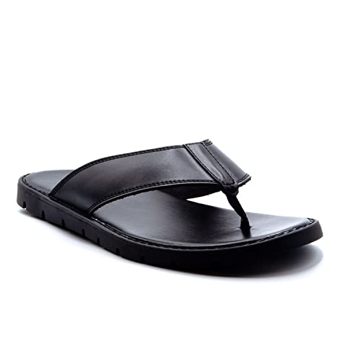 Men's 69213 Leather Slip On Peasant Toe Loop Roman Flip Flop Dress Sandals