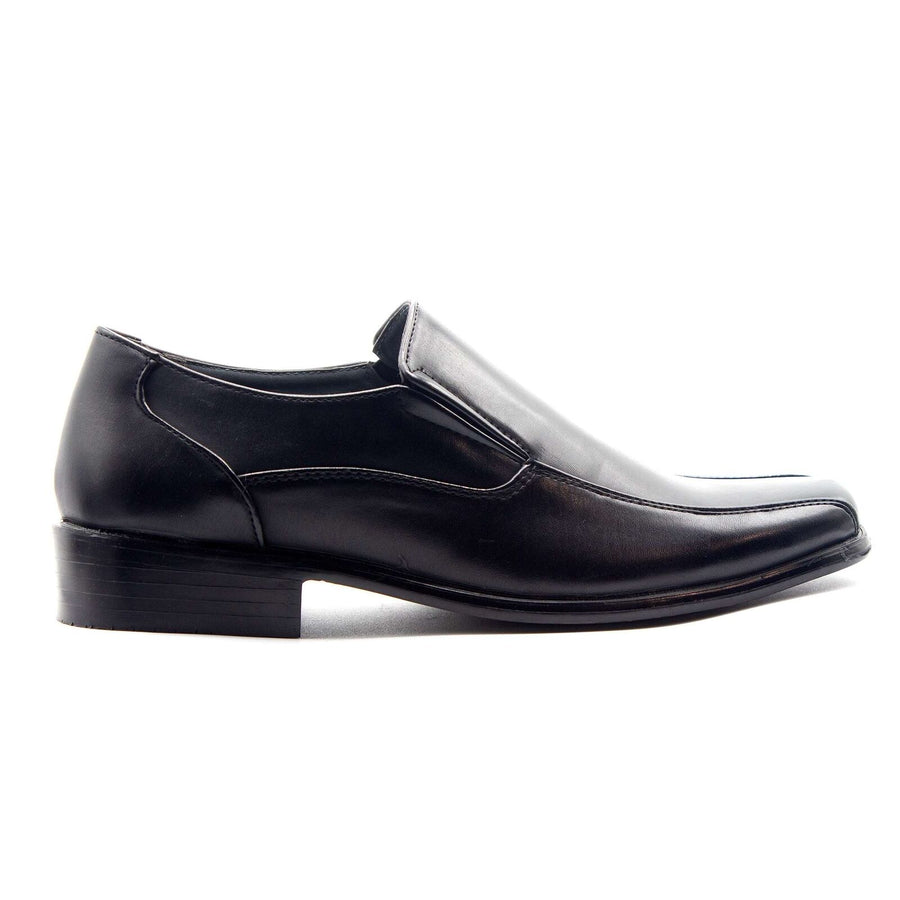 Men's Black Smooth Classic Square Toe Slip On Penny Loafers, Dress Shoes