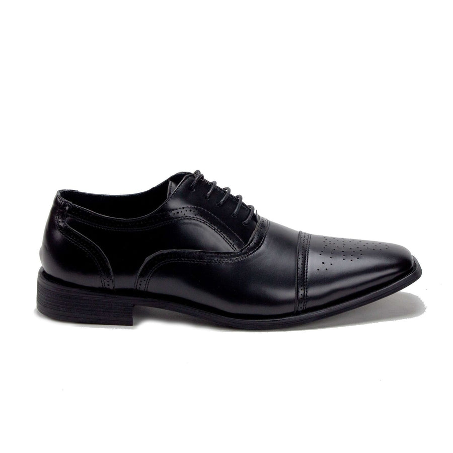 Ferro Aldo Men's Round Toe Lace Up Classic Formal Cap Toe Oxfords Dress Shoes