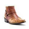 Cowboy Boots for Men Western Style Ankle High Moto Dress Boots Flame Design