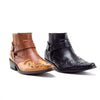 Cowboy Boots for Men Western Style Ankle High Moto Dress Boots Flame Design