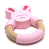 Bunny Baby Teether Toy Organic Food Grade Natural Wood & Silicone Infant Teething Chew Toy Ring Baby Shower Gift New Mom Gift