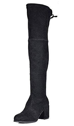 Jazamé Women's Grace Vegan Suede Over The Knee Thigh High Block Heel Dress Boots - Jazame, Inc.