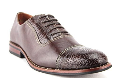 Ferro Aldo Men's 19509L Faux Gator Cap Toe Balmoral Oxfords Dress Shoes - Jazame, Inc.