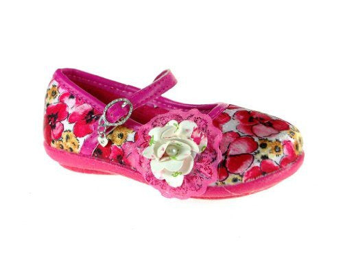 Girls 253 Floral Mary Jane Charm Flat Shoes - Jazame, Inc.