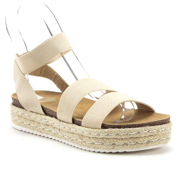 Women's Chiara-10 Platform Elastic Stretch Ankle Strap Espadrilles Flatform Sandals - Jazame, Inc.