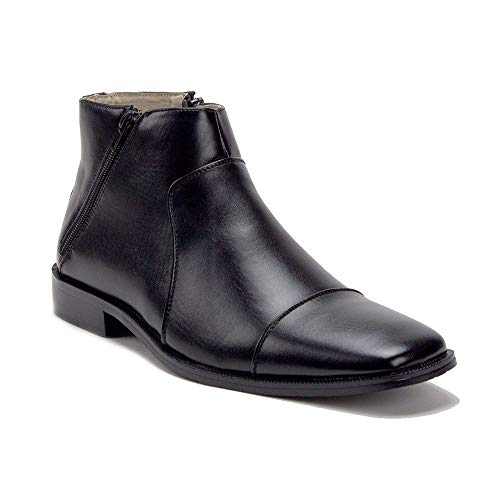 Men's 38893 Leather Lined Double Zip Cap Toe Dress Ankle Boots - Jazame, Inc.