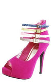 Women's Multi Color Peep Toe Platform Pump Shoes - Jazame, Inc.
