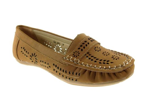 Women's LL-01 Laser Cut Slip On Moccasin Flat Shoes - Jazame, Inc.