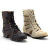 Women's Tosca-124A Tall Calf High Lace Up Cut Out Strappy Military Dress Boots - Jazame, Inc.