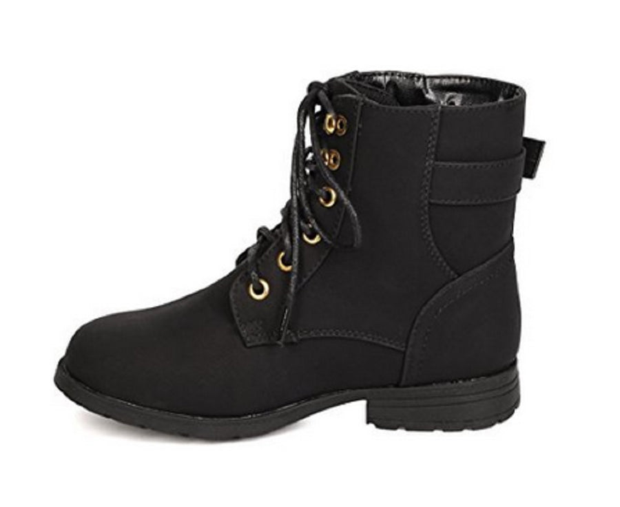 Girls Gianna-918 Military Style Lace-Up Combat Dress Boots - Jazame, Inc.