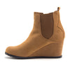 Women's Gina Wedge Heel Pull On Ankle Chelsea Bootie Round Toe Dress Boots - Jazame, Inc.