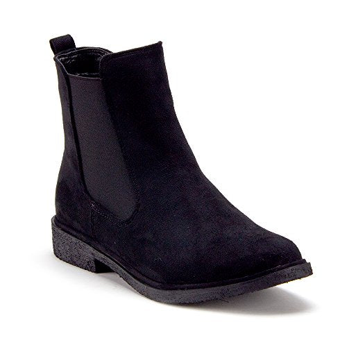 Women's Tempt-1 Menswear-Inspired Ankle High Suede Slip On Chelsea Boots - Jazame, Inc.