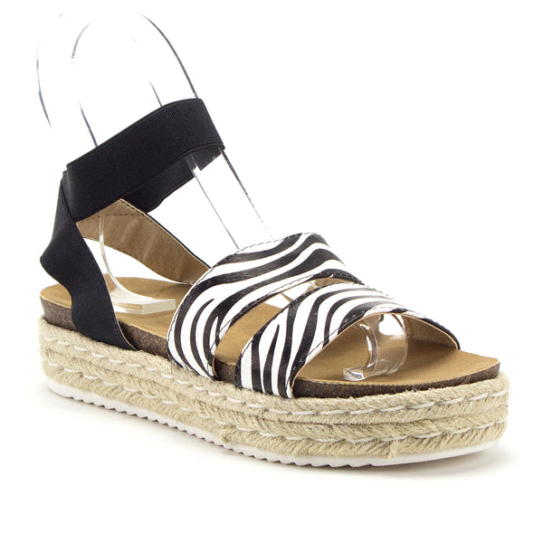 Women's Chiara-10 Platform Elastic Stretch Ankle Strap Espadrilles Flatform Sandals - Jazame, Inc.