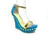 Women's Mallika-34 Embellishment Stud Meatallic Strap Wedge Sandals - Jazame, Inc.