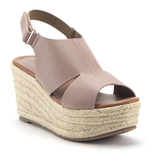 Women's Prema-02 Flatform Espadrilles Platform Sling Back Wedges Sandals Shoes - Jazame, Inc.