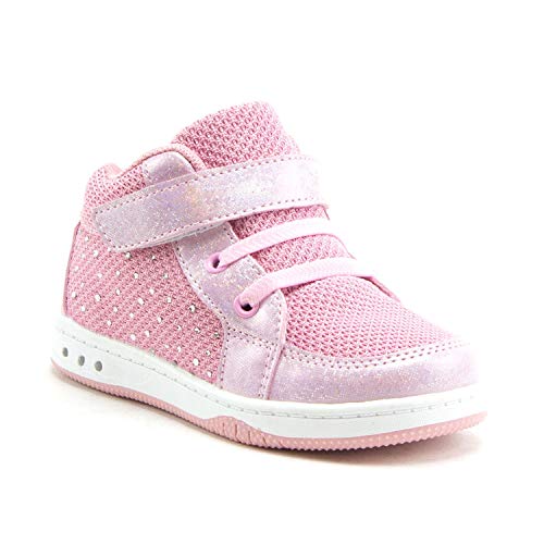 Jazamé Toddler Girls' Kids High-Top Faux Lace Easy Fashion Sneakers Shoes - Jazame, Inc.